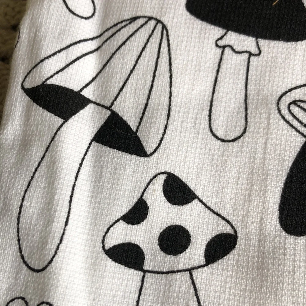 Black and White Mushroom Print Kitchen Towels